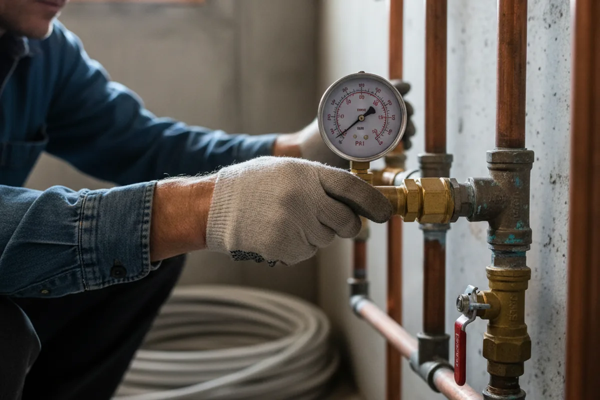 Pressure testing a repaired line during Water Line Repair in Hialeah
